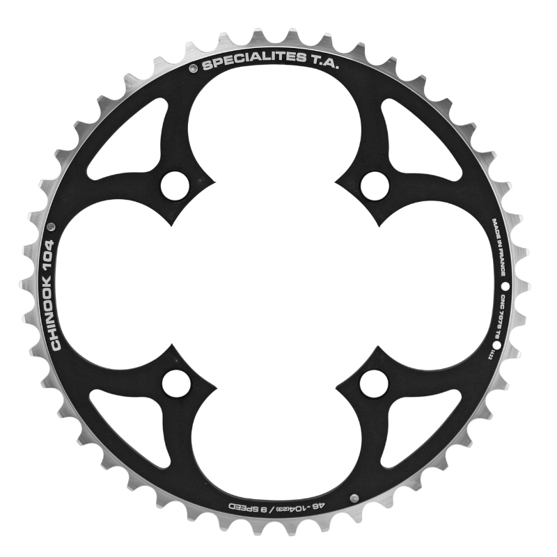 PLATEAU VTT 4BRA D.104 TA CHINOOK TRIPLE 46DTS EXTERIEUR NOIR ALU POUR SHIMANO - SRAM - RACE FACE - FSA 8-9V.