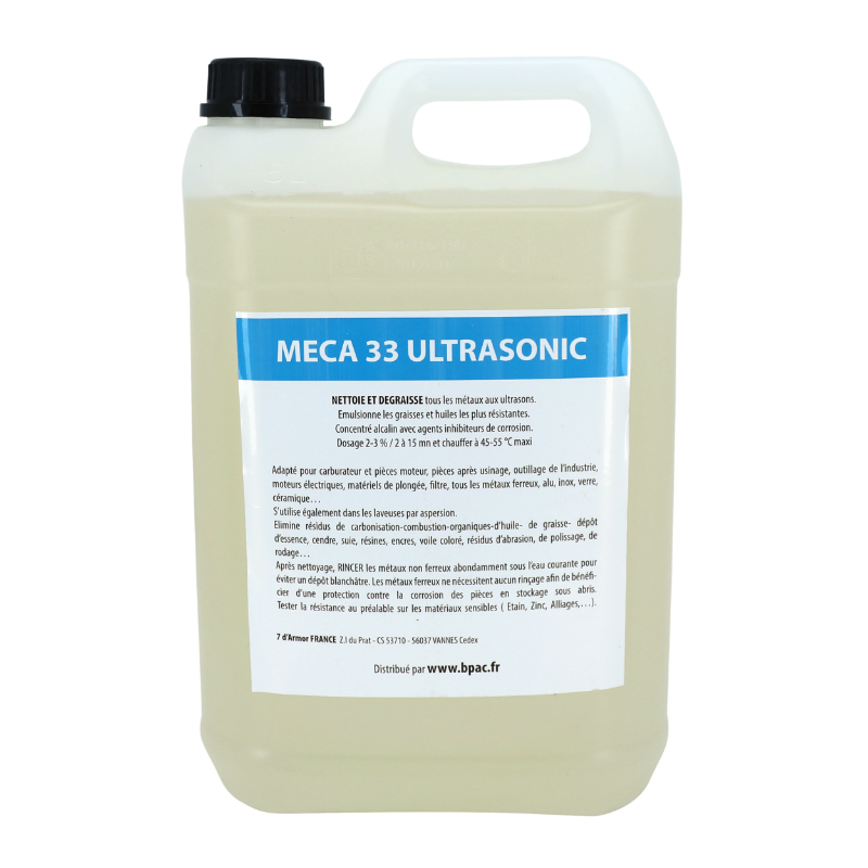 DETERGENT NETTOYEUR-BAC ULTRASONS PROFESSIONNEL MECA33 5L (PIECES MOTOS ET PIECES VELOS) (DILUTION 2%)