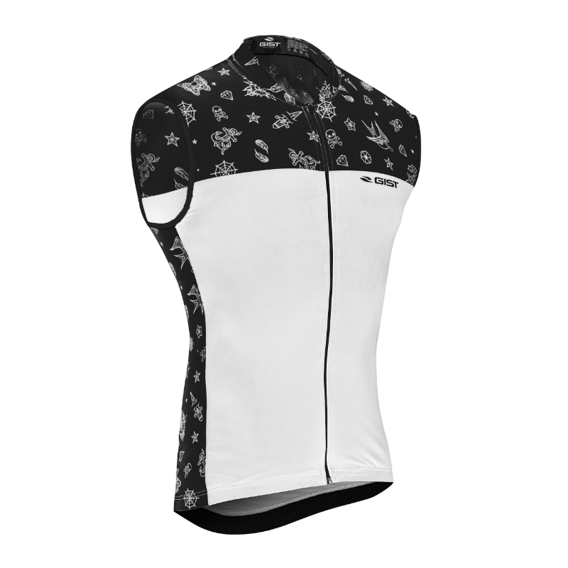 MAILLOT GIST CLIMBER TATOO ETE SANS MANCHES BLANC-NOIR  L     -5355