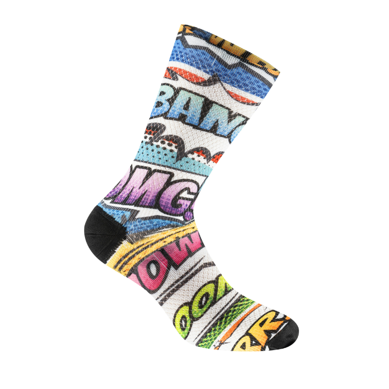 CHAUSSETTES-SOCQUETTES ETE GIST TRENDY COMICS BANG MULTICOLOR 38-42 ECOLOGIQUE - HAUTEUR 20 CM (PAIRE)   -5863