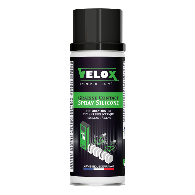 GRAISSE VELO VELOX CONNEXION ELECTRIQUE VAE-E-BIKE (AEROSOL 200ML) PROTEGE LES CONNECTIQUES DES BATTERIES CONTRE LA CORROSION ET L'HUMIDITE