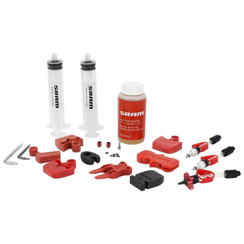 OUTIL KIT PURGE FREIN DISQUE PRO SRAM - AVID AVEC SERINGUE, ACCESSOIRES ET DOT 5.1 VTT GUIDE ET LEVEL