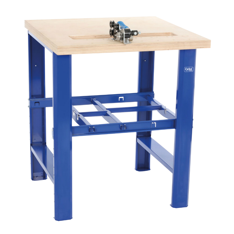 ETABLI - TABLE DE TRAVAIL DERIVE CHAINE ET DEROULEUR DE CHAINE CYCLUS PRO BLEU  -MADE IN CEE-