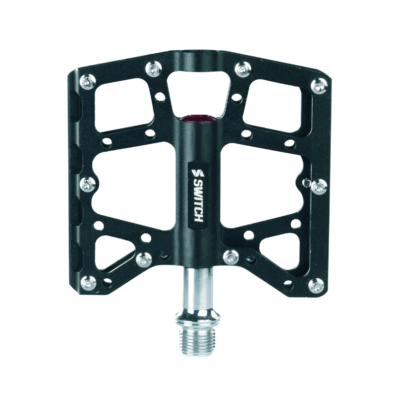 PEDALE VTT PLATEFORME DESCENTE - BMX SWITCH NORTH SHORE ALU NOIR FILETAGE 9-16 AVEC PICOTS (PAIRE) 110X95MM