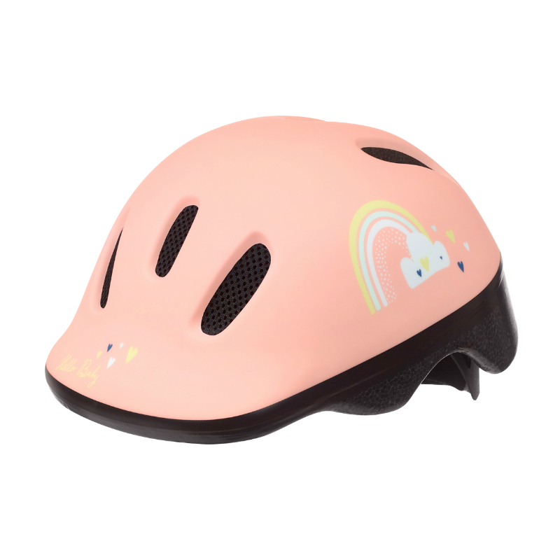 CASQUE VELO ENFANT-BEBE POLISPORT HAPPY RAINBOW ROSE TAILLE 44-48CM AVEC MOLETTE (VENDU SUR CARTE)