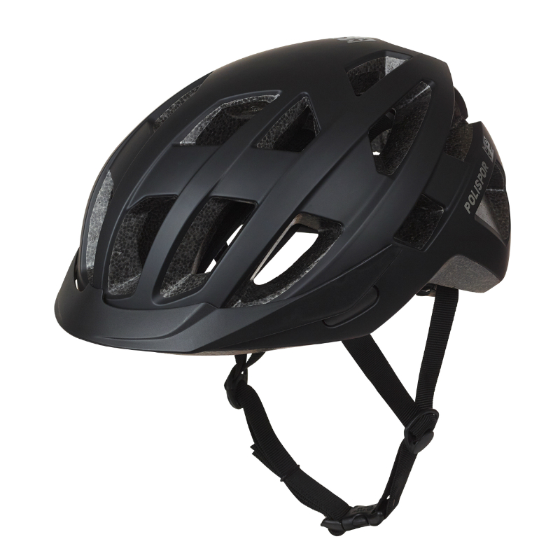 CASQUE VELO CITY ADULTE POLISPORT CITY-MOVE IN-MOLD NOIR MAT AVEC VISIERE NOIR TAILLE 54-58 SYSTEM QUICK LOCK