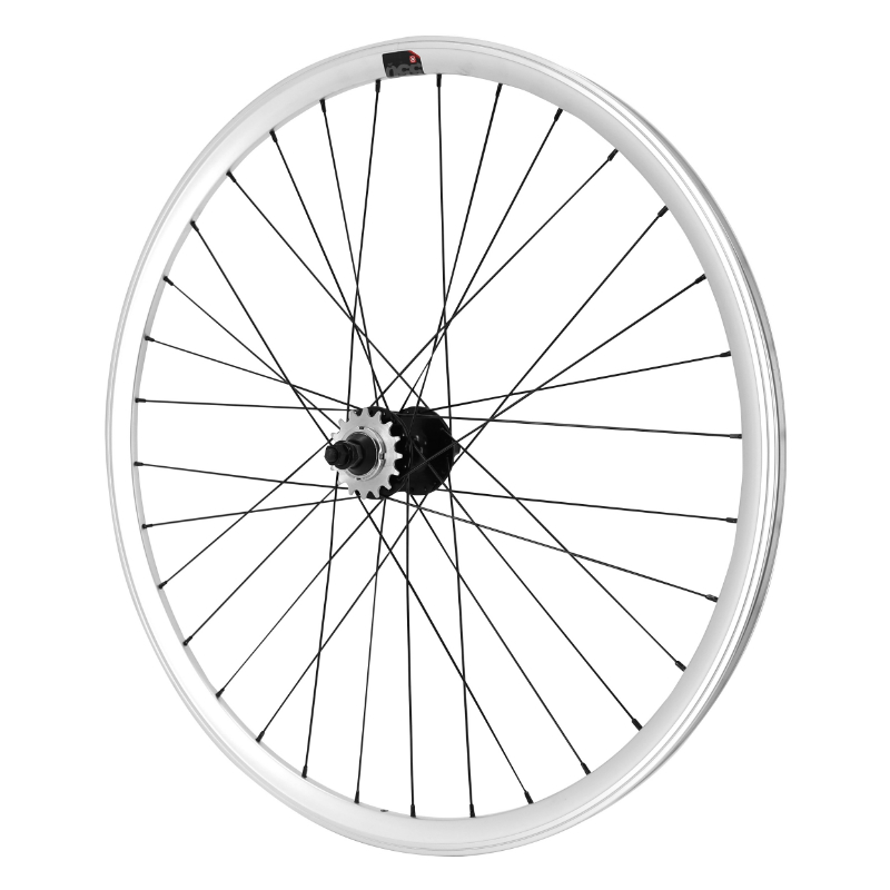 ROUE ROUTE - FIXIE PATIN P2R ARGENT ARRIERE DOUBLE FILETAGE AVEC PIGNON 16DTS AVEC ECROUS JANTE 17C PROFIL 28MM