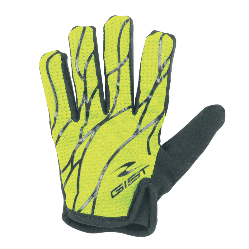 GANTS VELO ENFANT JUNIOR LONG GIST JAUNE FLUO-NOIR 8-10 ANS (PAIRE SUR CARTE) SANS VELCRO  -8157