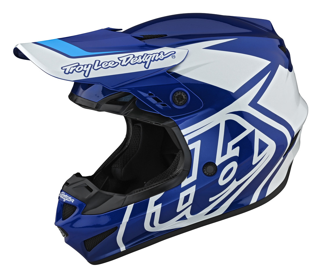 TROY LEE DESIGNS GP HELMET, OVERLOAD, BLUE/WHITE, XL TROY LEE DESIGNS GP HELMET, OVERLOAD, BLUE/WHITE, XL