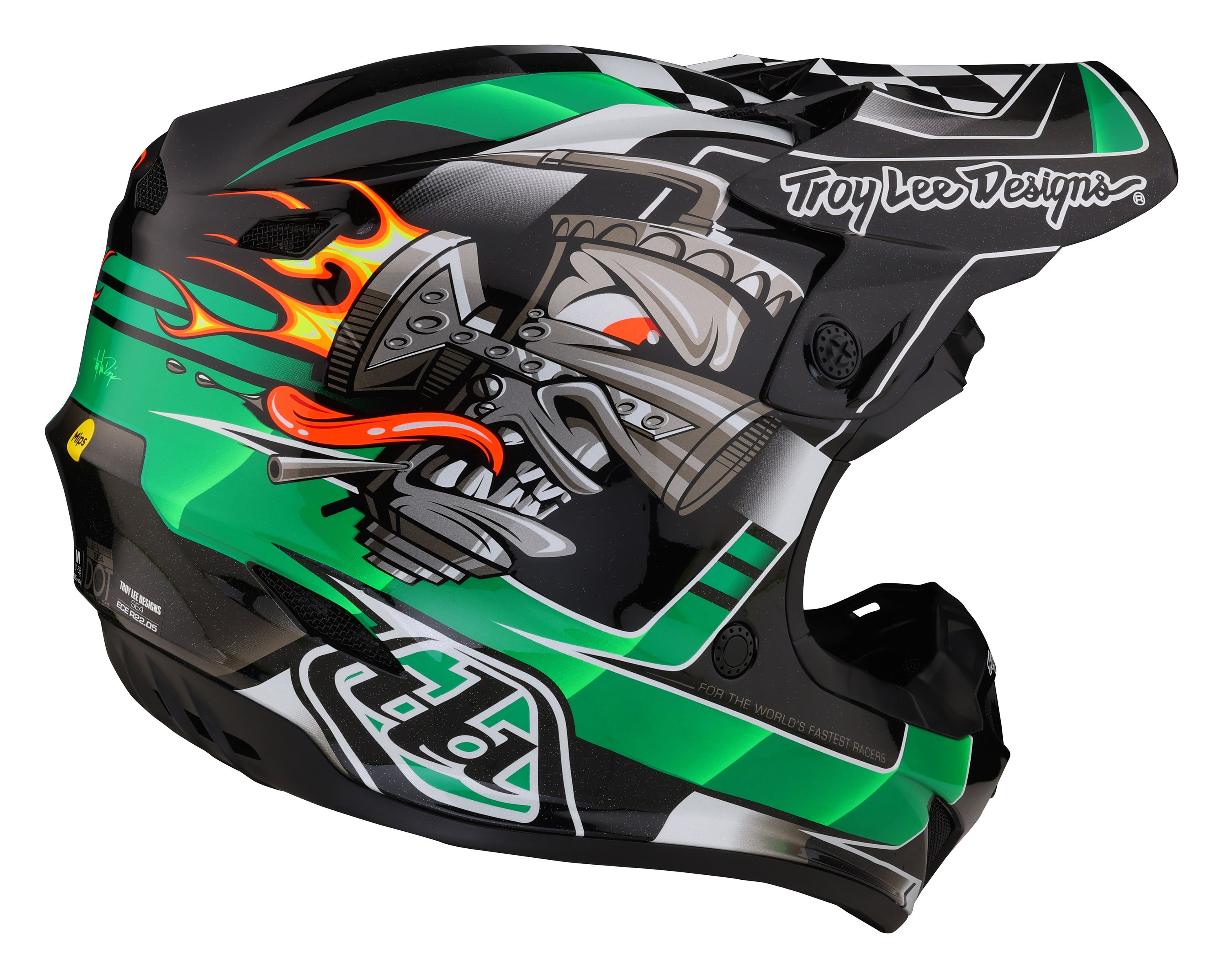 TROY LEE DESIGNS SE4 POLYACRYLITE HELMET, CARB, GREEN, L | 58-59CM TROY LEE DESIGNS SE4 POLYACRYLITE HELMET, CARB, GREEN, L | 58-59CM