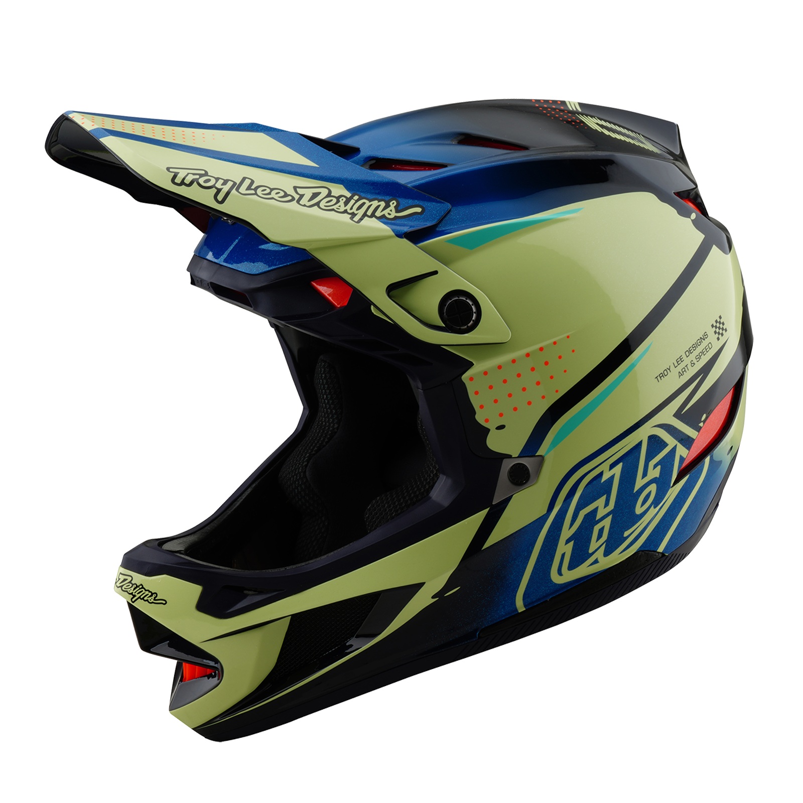 TROY LEE DESIGNS D4 COMPOSITE MIPS HELMET, DRIP, GLO YELLOW, XL | 60-61CM, 60CM, 61CM, XL