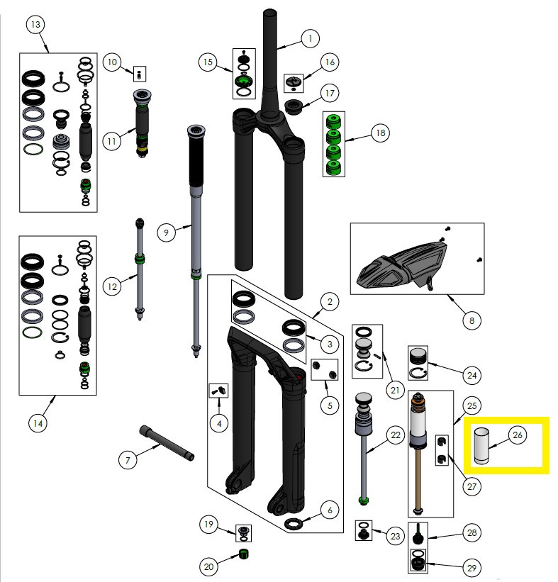 DVO SPRING GUIDE KIT OTT, ONYX 38 D1|WP OTT DVO SPRING GUIDE KIT OTT, ONYX 38 D1|WP OTT