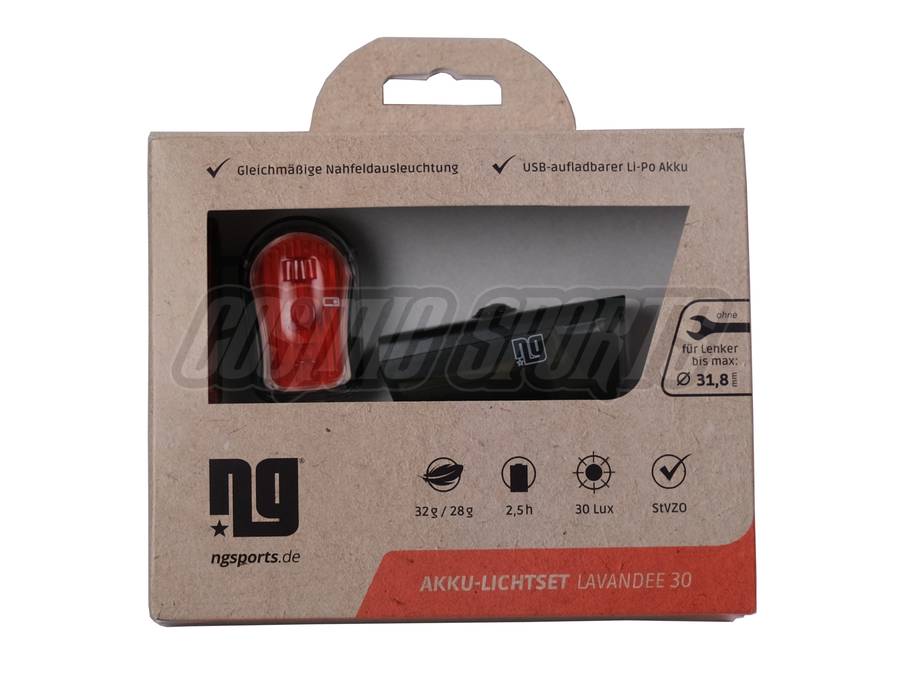 NG SPORTS LAVANDEE 30 BIKE LIGHT, TWINPACK, STVZO, BLACK 30 LUX NG SPORTS LAVANDEE 30 BIKE LIGHT, TWINPACK, STVZO, BLACK 30 LUX