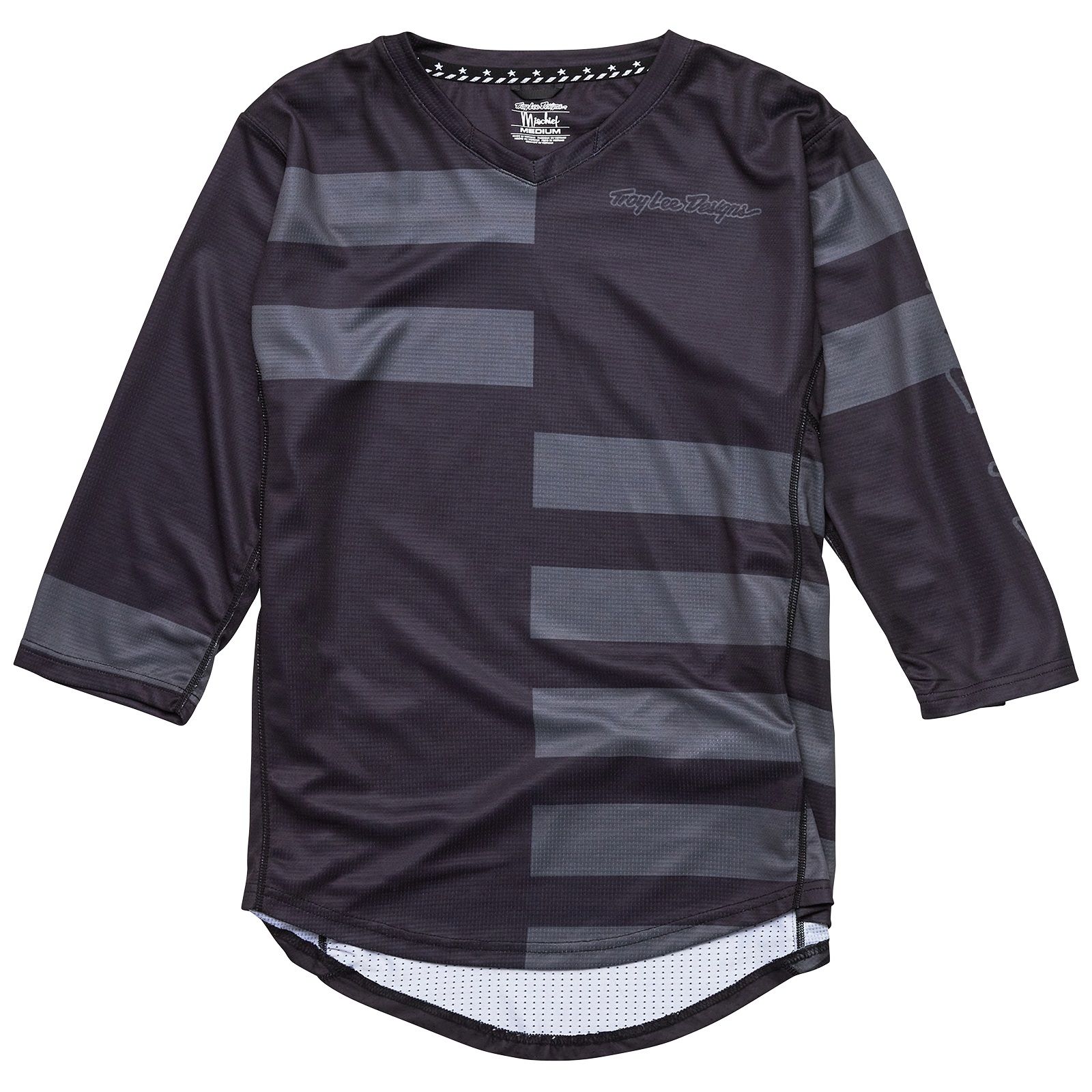TROY LEE DESIGNS WOMENS MISCHIEF 3/4 JERSEY, SPLIT STRIPE, BLACK, XL TROY LEE DESIGNS WOMENS MISCHIEF 3/4 JERSEY, SPLIT STRIPE, BLACK, XL