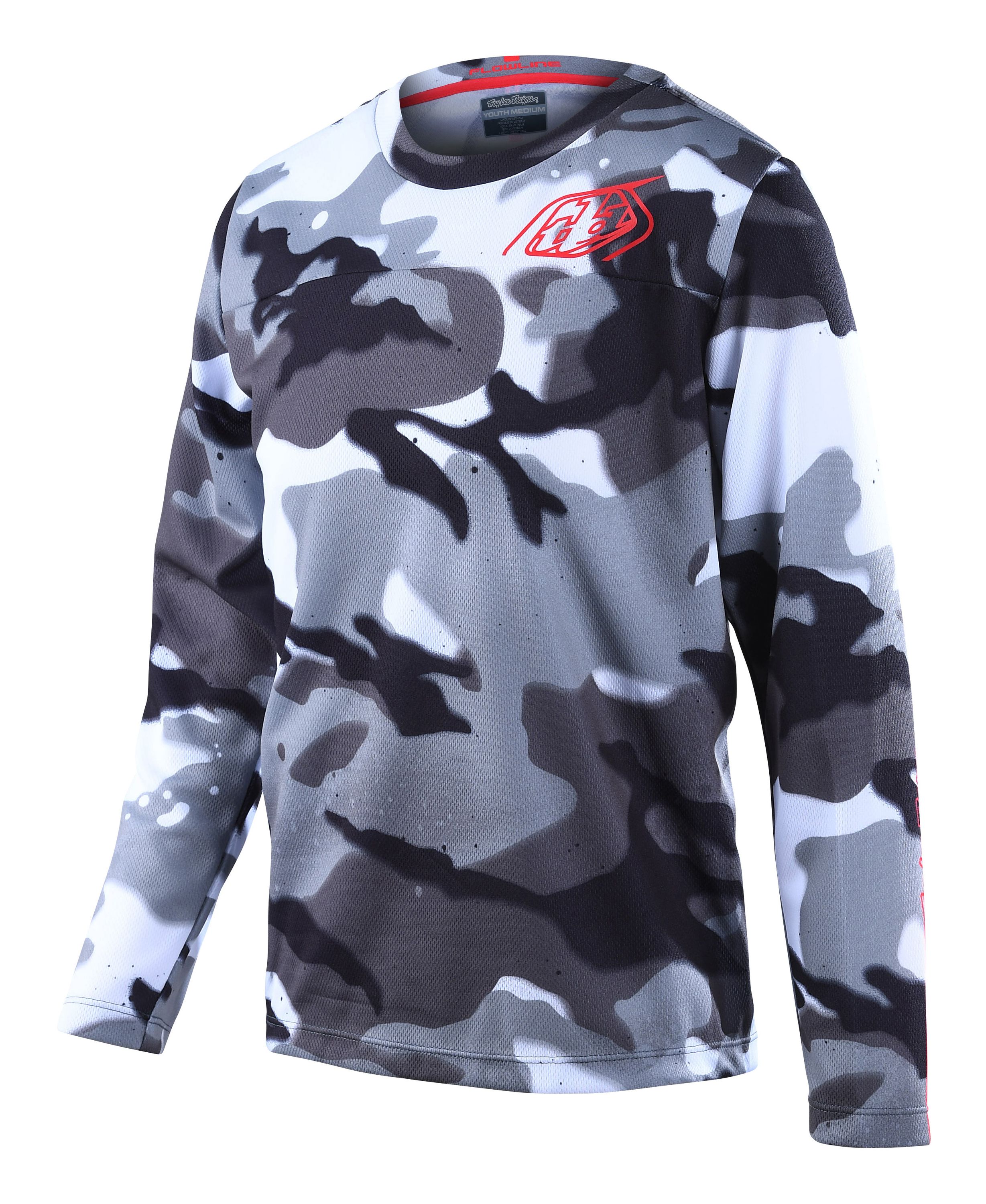 TROY LEE DESIGNS FLOWLINE LS JERSEY, SPRAY CAMO, WHITE, YOUTH, L / YOUTH TROY LEE DESIGNS FLOWLINE LS JERSEY, SPRAY CAMO, WHITE, YOUTH, L / YOUTH