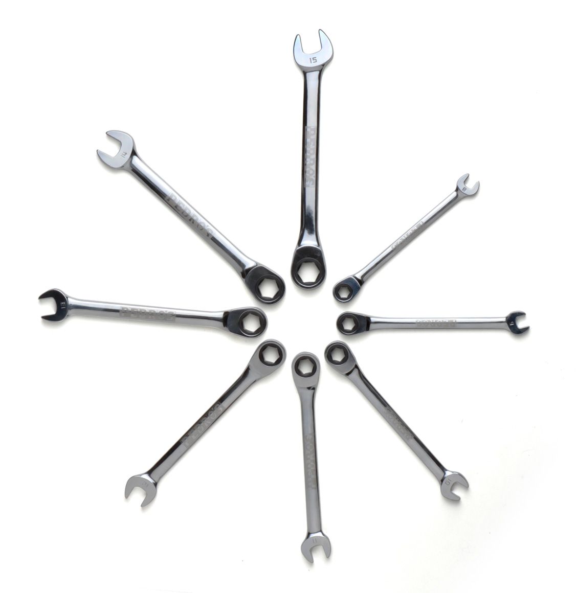 PEDRO´S RATCHETING COMBO WRENCH SET - 8 PIECE PEDRO´S RATCHETING COMBO WRENCH SET - 8 PIECE