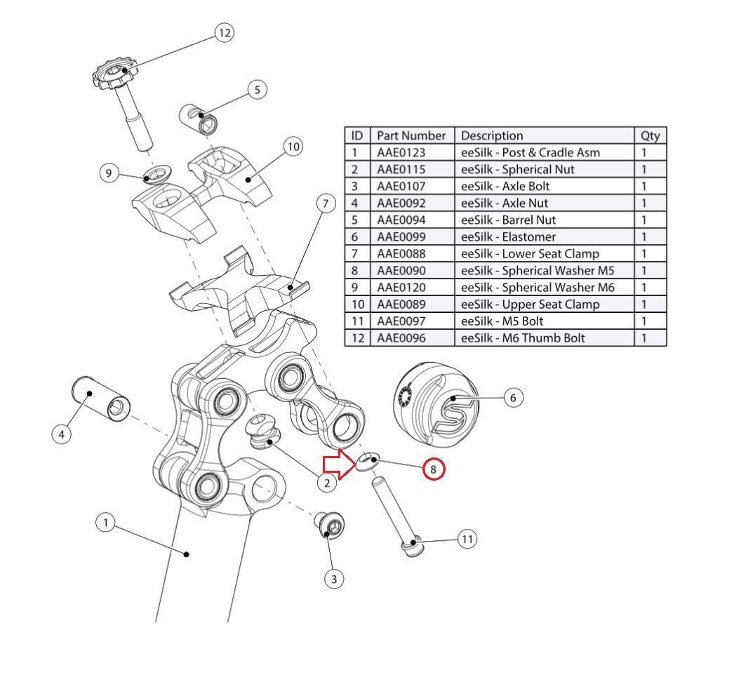 CANE CREEK SPHERICAL WASHER M5, REAR, EESILK CANE CREEK SPHERICAL WASHER M5, REAR, EESILK
