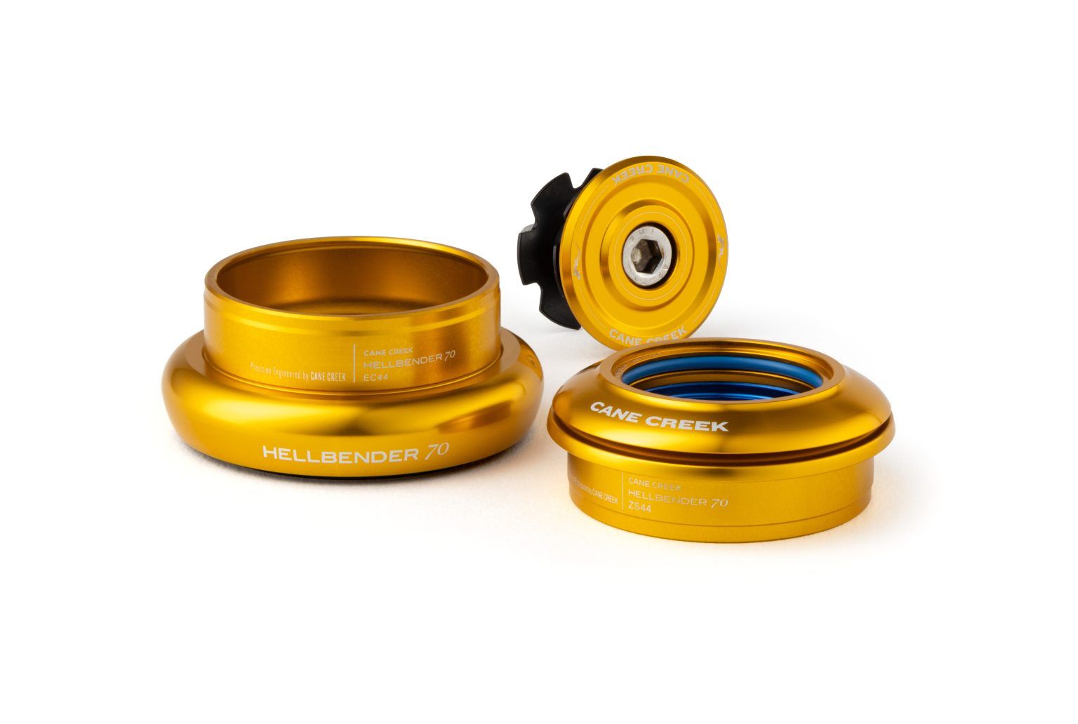 CANE CREEK HELLBENDER 70 TAPERED HEADSET, 1 1/8"-1.5", ZS44/28.6/H8 | EC44/40, SHORT, GOLD CANE CREEK HELLBENDER 70 TAPERED HEADSET, 1 1/8"-1.5", ZS44/28.6/H8 | EC44/40, SHORT, GOLD