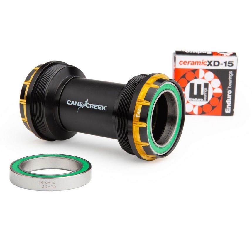 CANE CREEK HELLBENDER 110 T47 BOTTOM BRACKETS, CERAMIC, THREAD FIT, 30MM, 68/73MM, BLACK/GOLD CANE CREEK HELLBENDER 110 T47 BOTTOM BRACKETS, CERAMIC, THREAD FIT, 30MM, 68/73MM, BLACK/GOLD
