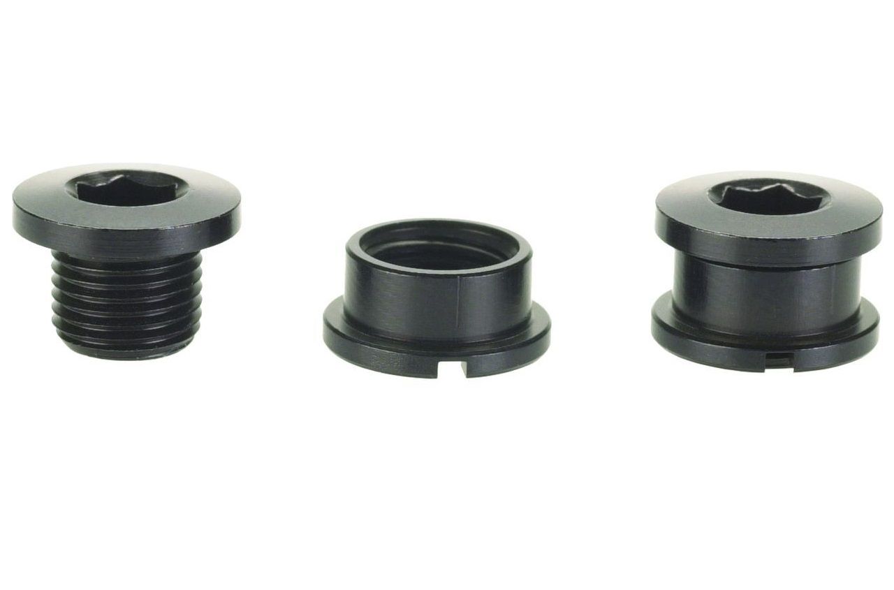 PROBLEM SOLVERS CHAINRING BOLTS AND NUTS, 6MM, SINGLESPEED, 5 PCS., ALUMINIUM, BLACK