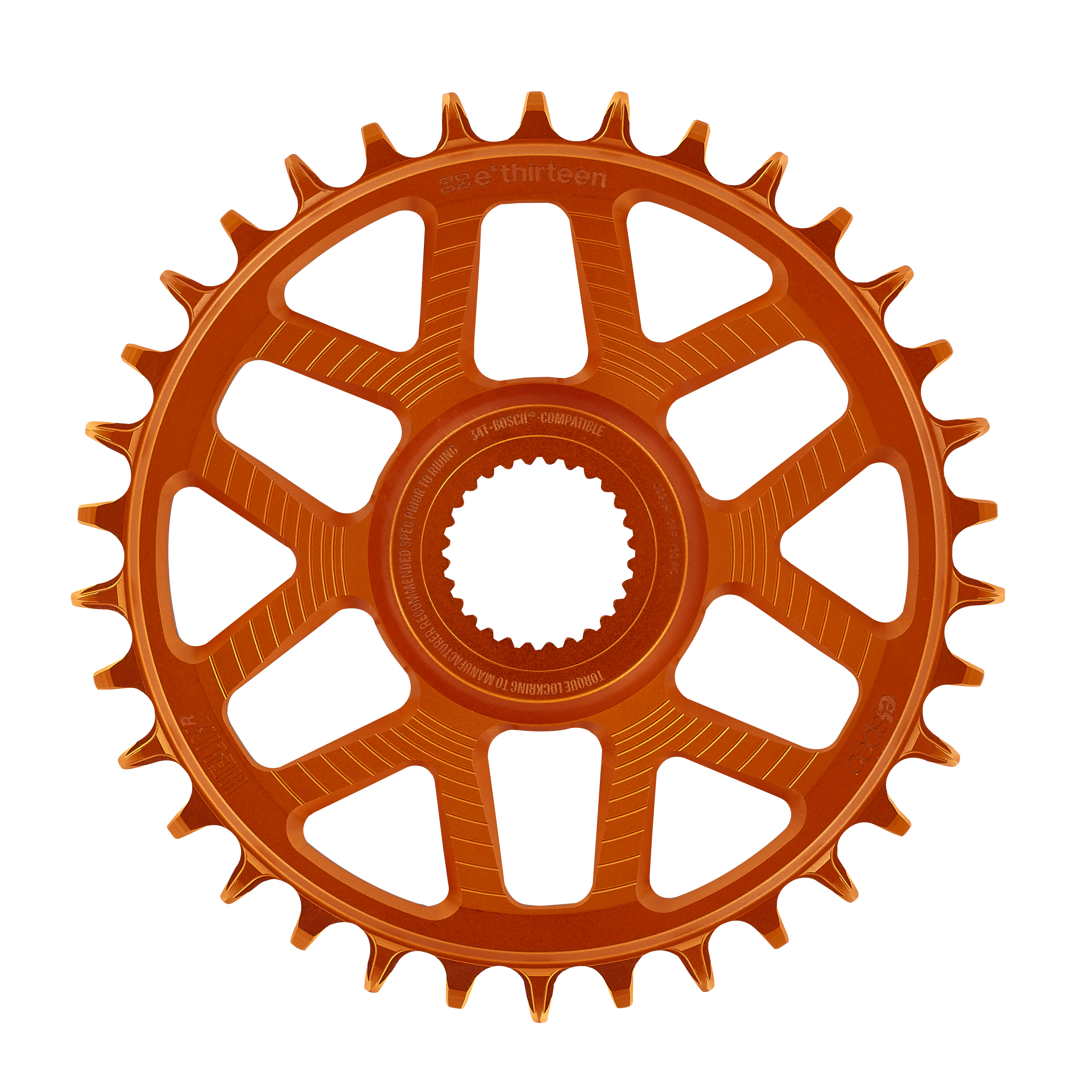 E*THIRTEEN E*SPEC HELIX R DIRECT MOUNT CHAINRING, BOSCH GEN4, 34 T., 53MM CHAINLINE, 11/12-SPD E*THIRTEEN E*SPEC HELIX R DIRECT MOUNT CHAINRING, BOSCH GEN4, 34 T., 53MM CHAINLINE, 11/12-SPD