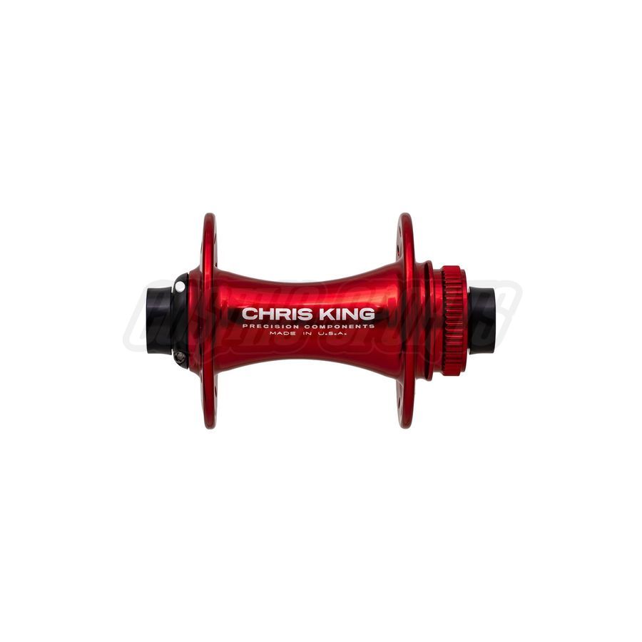 CHRIS KING DISC CENTERLOCK BOOST HUB FRONT, 110X20MM, 32 H., STEEL-BEARINGS, RED