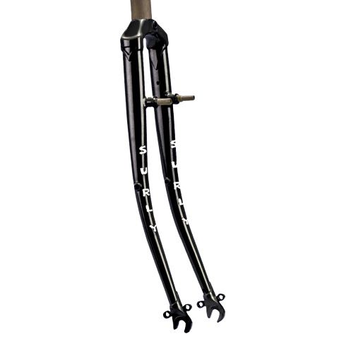 SURLY DISC TRUCKER STEEL FORK, 700C, 28.6-30, 45MM, 390MM, 100X9MM QR, IS DISC, BLACK SURLY DISC TRUCKER STEEL FORK, 700C, 28.6-30, 45MM, 390MM, 100X9MM QR, IS DISC, BLACK
