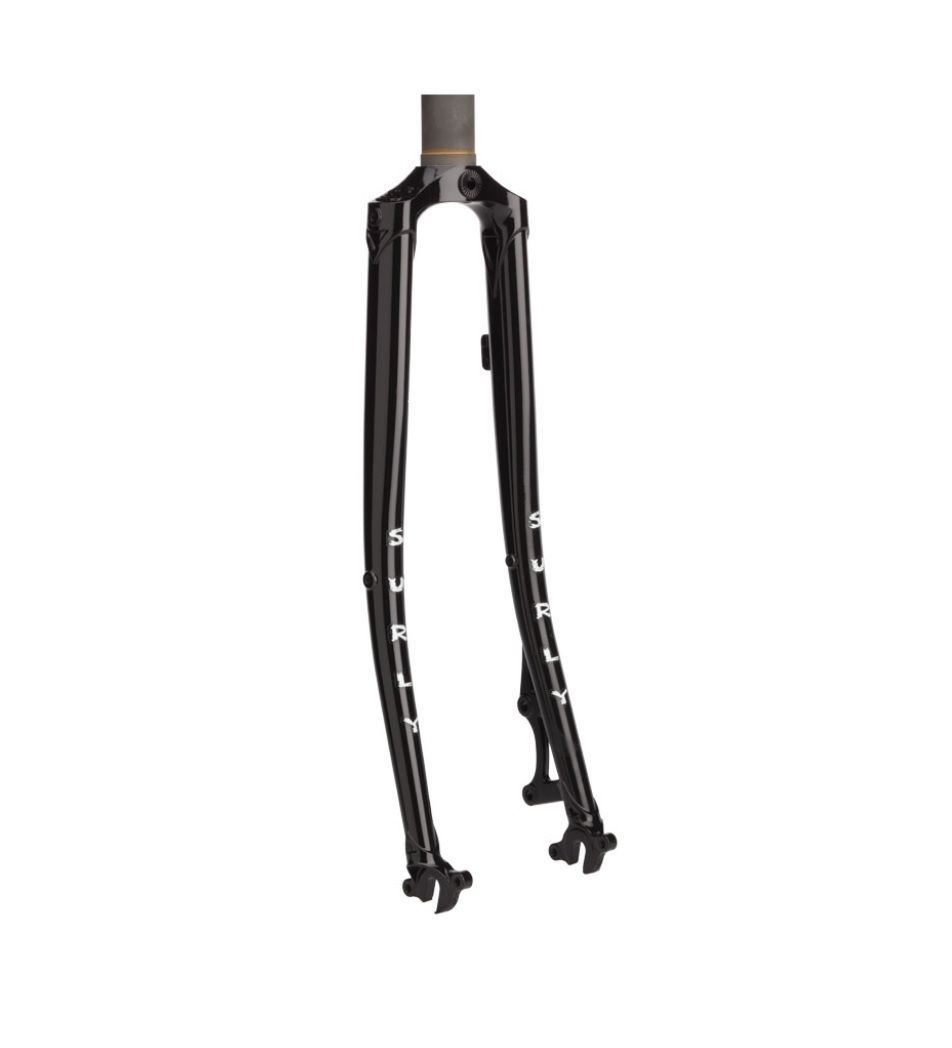 SURLY DISC TRUCKER STEEL FORK, 26", 28.6-30, 45MM, 376MM, 100X12MM TA, FM DISC, BLACK SURLY DISC TRUCKER STEEL FORK, 26", 28.6-30, 45MM, 376MM, 100X12MM TA, FM DISC, BLACK
