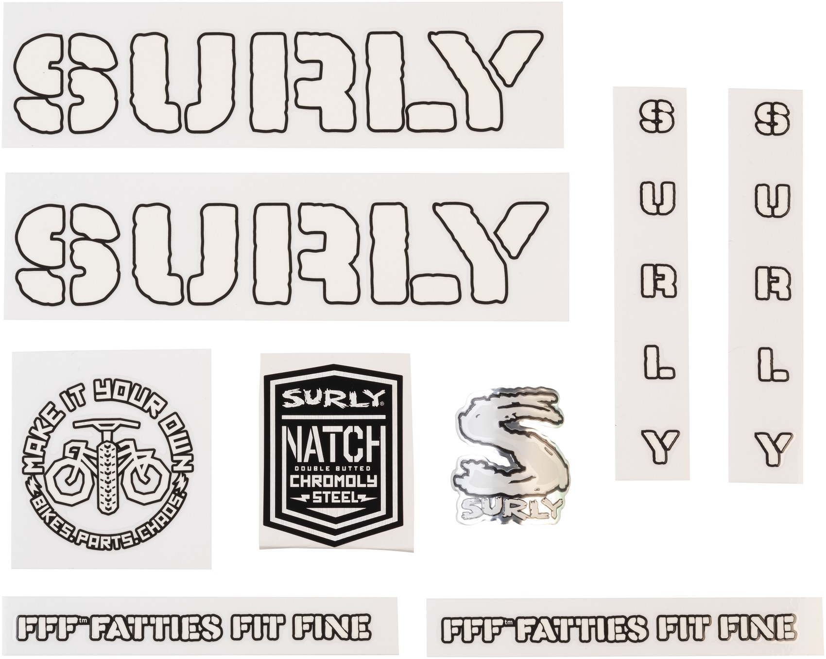 SURLY OVERSPRAY MAKE IT YOUR OWN DECAL SET, WHITE SURLY OVERSPRAY MAKE IT YOUR OWN DECAL SET, WHITE