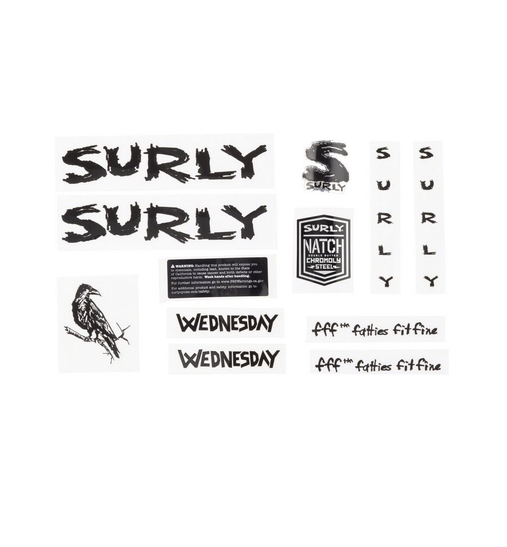 SURLY WEDNESDAY NEW FRAME DECAL INCL. HEADBADGE, BLACK SURLY WEDNESDAY NEW FRAME DECAL INCL. HEADBADGE, BLACK