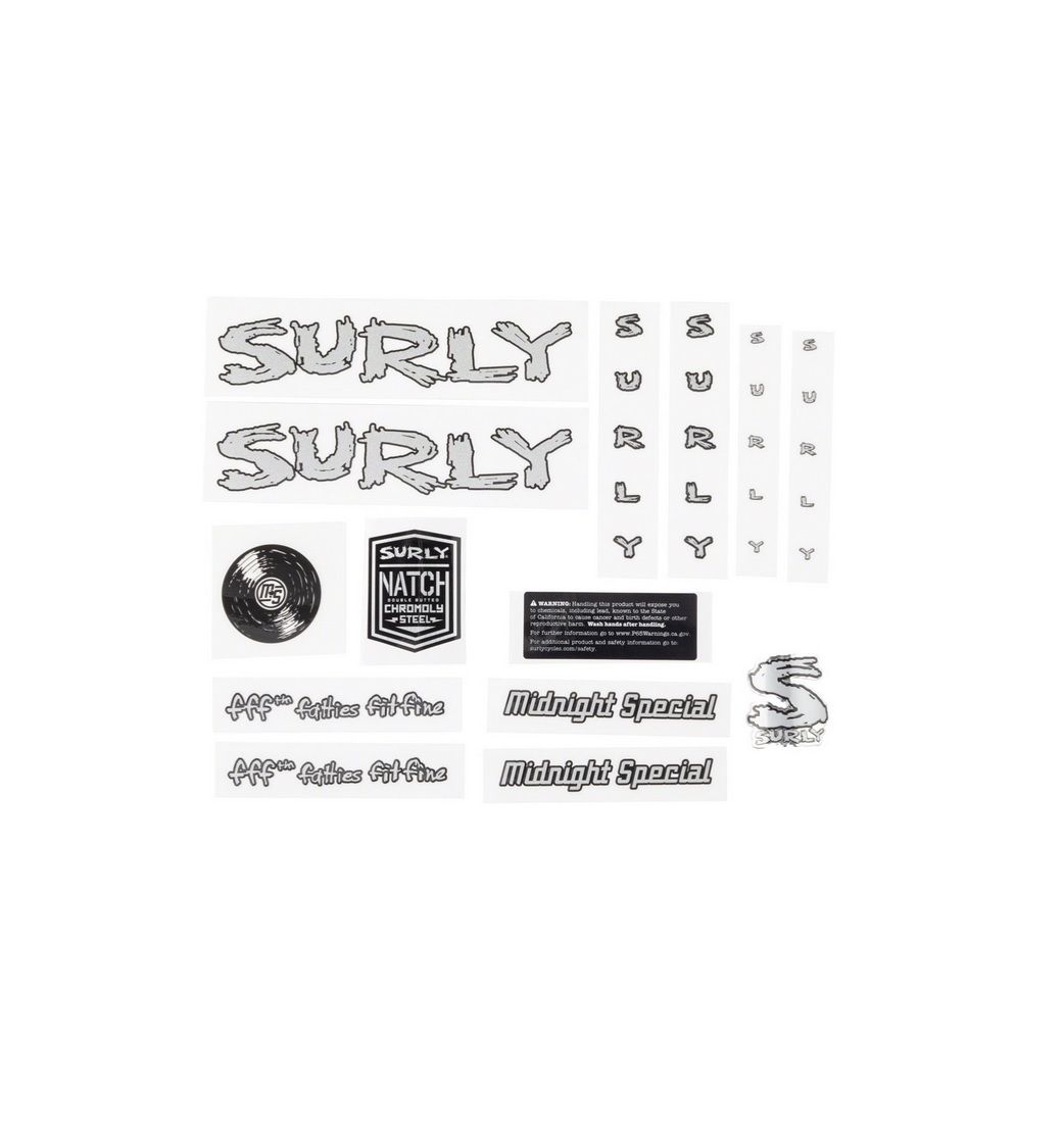 SURLY MIDNIGHT SPECIAL NEW FRAME DECAL INCL. HEADBADGE, SILVER SURLY MIDNIGHT SPECIAL NEW FRAME DECAL INCL. HEADBADGE, SILVER