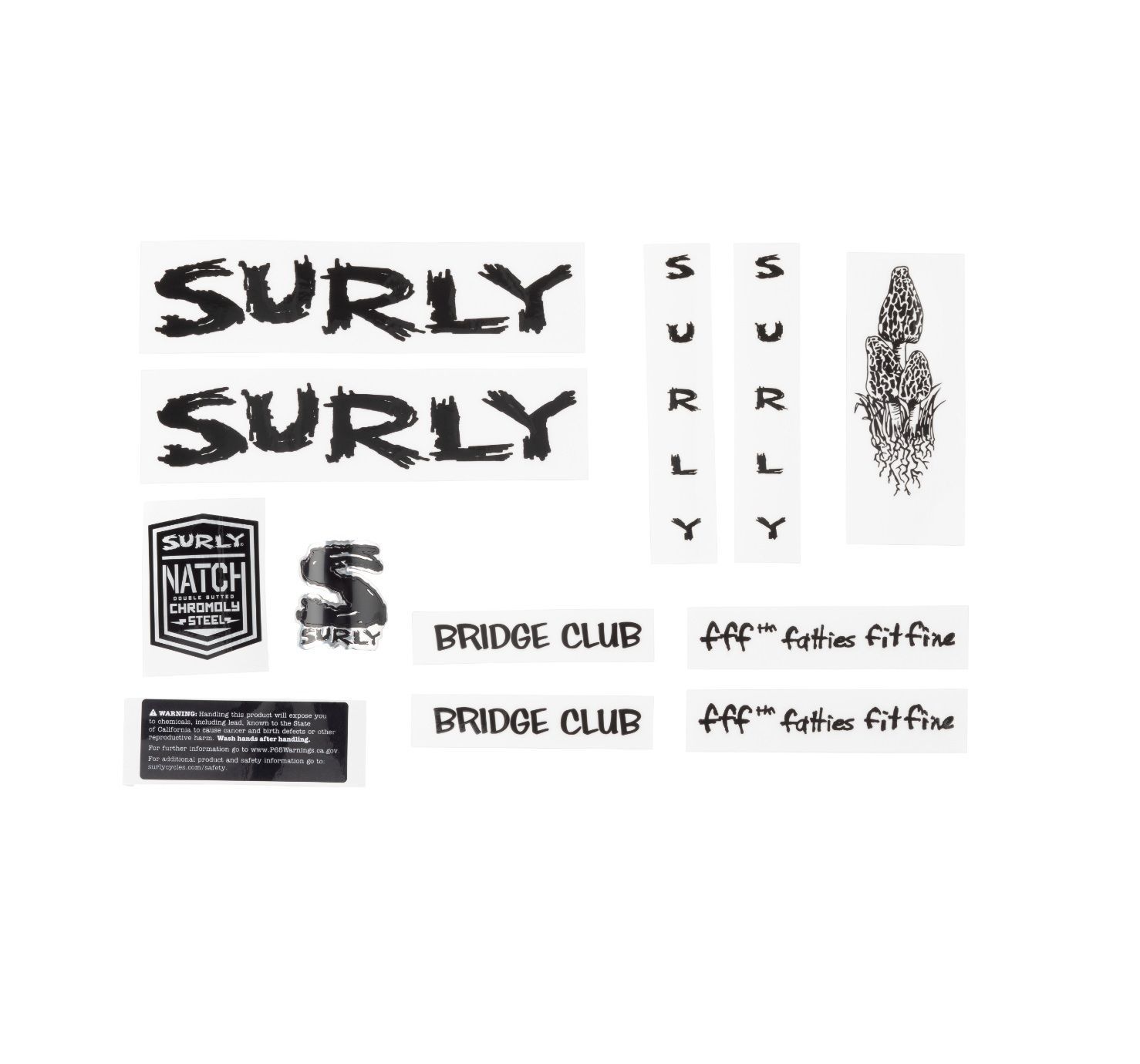SURLY BRIDGE CLUB NEW FRAME DECAL INCL. HEADBADGE, BLACK SURLY BRIDGE CLUB NEW FRAME DECAL INCL. HEADBADGE, BLACK