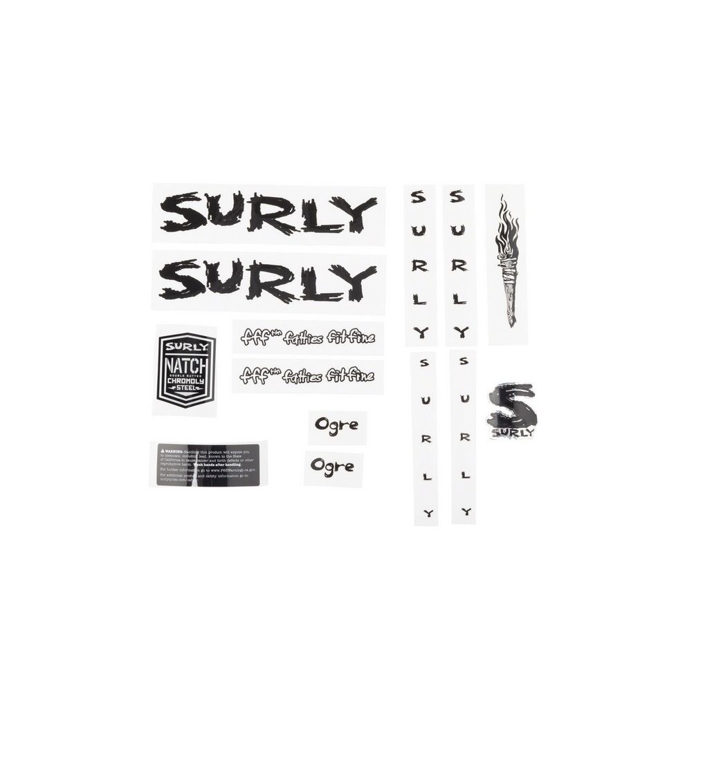 SURLY OGRE NEW FRAME DECAL INCL. HEADBADGE, BLACK SURLY OGRE NEW FRAME DECAL INCL. HEADBADGE, BLACK