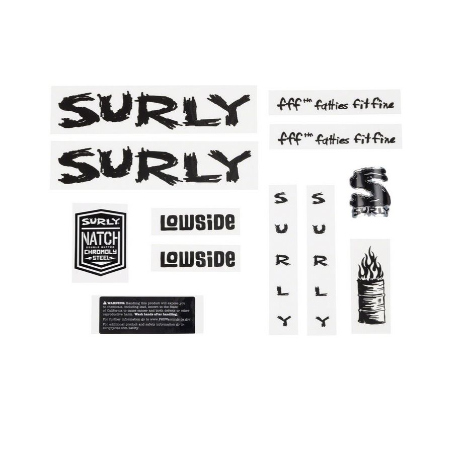 SURLY LOWSIDE FRAME DECAL INCL. HEADBADGE, BLACK SURLY LOWSIDE FRAME DECAL INCL. HEADBADGE, BLACK