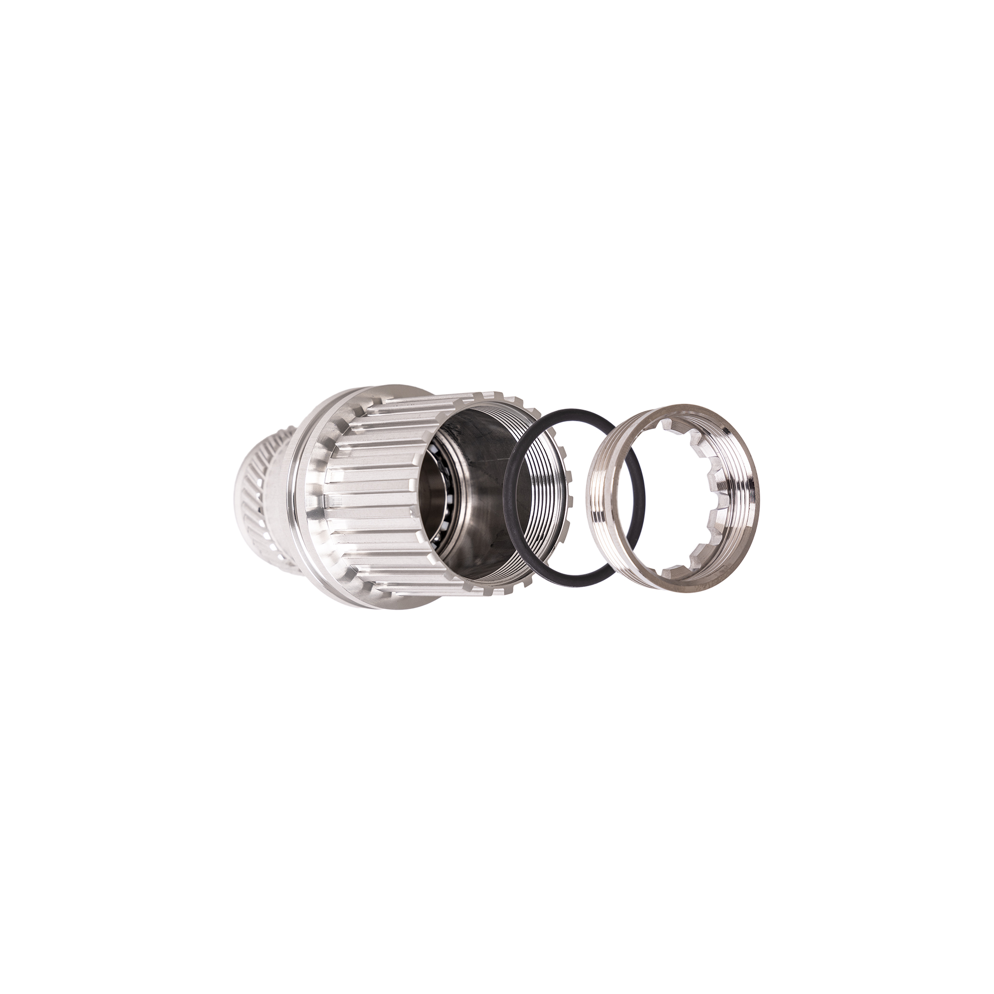 CHRIS KING R45 DRIVESHELL CONVERSION KIT W/OUT AXLE SHIMANO MICROSPLINE, STEEL-BEARINGS, SILVER