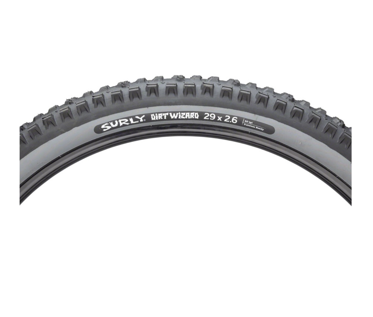 SURLY DIRT WIZARD FOLDING TIRE, 29X2.60", 66-622, 60TPI, TUBELESS READY, BLACK/SLATE SURLY DIRT WIZARD FOLDING TIRE, 29X2.60", 66-622, 60TPI, TUBELESS READY, BLACK/SLATE