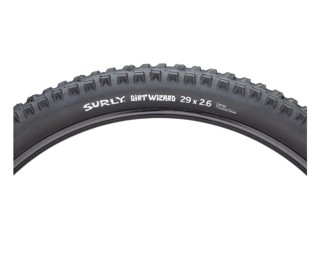 SURLY DIRT WIZARD FOLDING TIRE, 29X2.60", 66-622, 60TPI, TUBELESS READY SURLY DIRT WIZARD FOLDING TIRE, 29X2.60", 66-622, 60TPI, TUBELESS READY