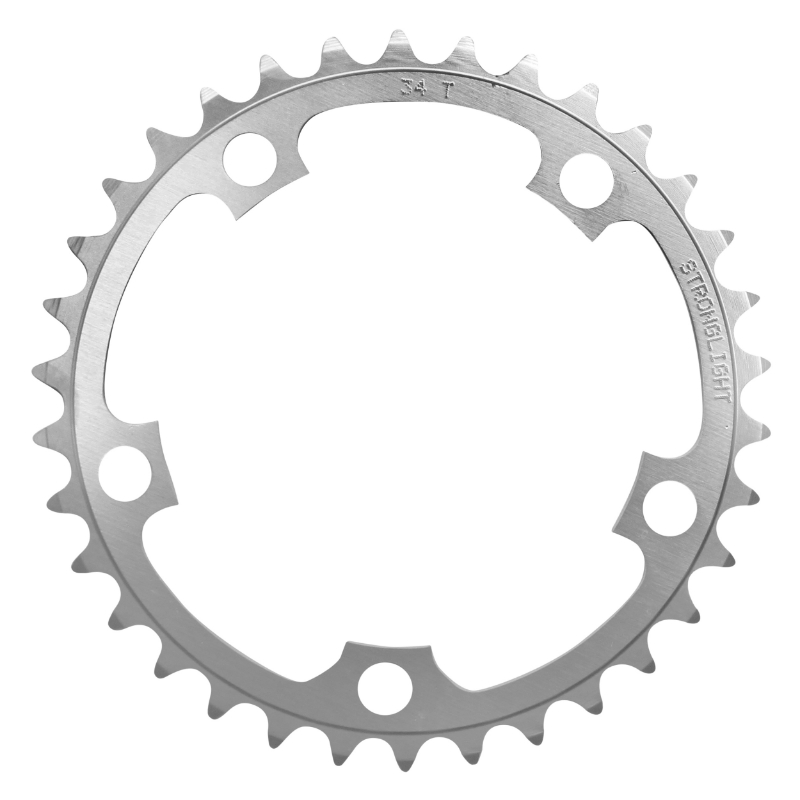 PLATEAU ROUTE 5BRA D.110 STRONGLIGHT DURAL 34DTS INTERIEUR ARGENT TYPE SHIMANO 8-9V. PLATEAU ROUTE 5BRA D.110 STRONGLIGHT DURAL 34DTS INTERIEUR ARGENT TYPE SHIMANO 8-9V.