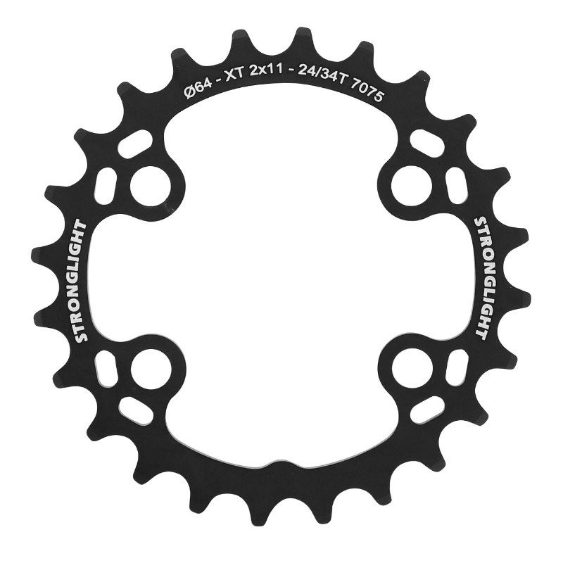 PLATEAU VTT 4BRA D.64 POUR SHIMANO XT M8000-SLX M7000 DOUBLE STRONGLIGHT 24DTS INTERIEUR NOIR 11V. NON FILETE PLATEAU VTT 4BRA D.64 POUR SHIMANO XT M8000-SLX M7000 DOUBLE STRONGLIGHT 24DTS INTERIEUR NOIR 11V. NON FILETE