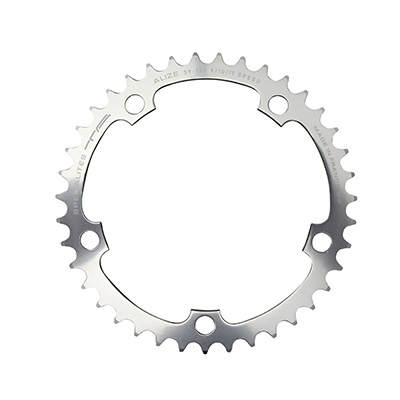 PLATEAU ROUTE 5BRA D.130 TA ALIZE 42DTS INTERIEUR ARGENT ALU 7075 TYPE SHIMANO 8-9-10V. PLATEAU ROUTE 5BRA D.130 TA ALIZE 42DTS INTERIEUR ARGENT ALU 7075 TYPE SHIMANO 8-9-10V.