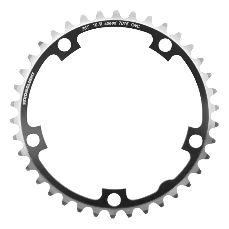 PLATEAU ROUTE 5BRA D.130 STRONGLIGHT 38DTS INTERIEUR NOIR ALU 7075 TYPE SHIMANO 9-10V. PLATEAU ROUTE 5BRA D.130 STRONGLIGHT 38DTS INTERIEUR NOIR ALU 7075 TYPE SHIMANO 9-10V.