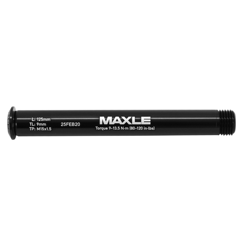 AXE TRAVERSANT - BLOCAGE ROUE AVANT ROCKSHOX FILETAGE M15X1.5MM MAXLE STEALTH 15X100 NOIR (LONGUEUR 125MM - LONGUEUR FILETAGE 9MM) AXE TRAVERSANT - BLOCAGE ROUE AVANT ROCKSHOX FILETAGE M15X1.5MM MAXLE STEALTH 15X100 NOIR (LONGUEUR 125MM - LONGUEUR FILETAGE 9MM)
