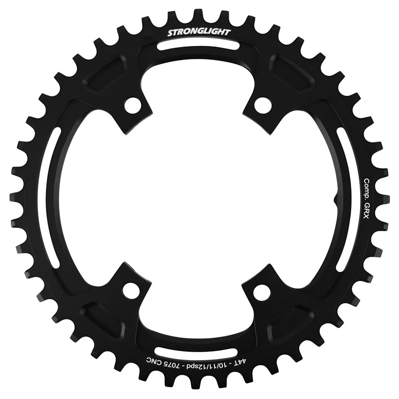 PLATEAU GRAVEL 4BRA D.110POUR SHIMANO GRX FC-RX600-RX610-RX810-RX820 STRONGLIGHT MONO ALU NOIR 44DTS - EPAISSEUR 3MM 10-11-12V. PLATEAU GRAVEL 4BRA D.110POUR SHIMANO GRX FC-RX600-RX610-RX810-RX820 STRONGLIGHT MONO ALU NOIR 44DTS - EPAISSEUR 3MM 10-11-12V.