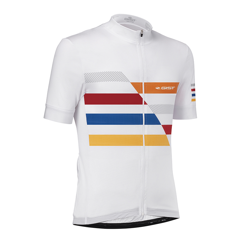 MAILLOT GIST HOMME MAGLIE MANCHES COURTES ZIP TOTAL BLANC BANDE COLORE XL -5347 MAILLOT GIST HOMME MAGLIE MANCHES COURTES ZIP TOTAL BLANC BANDE COLORE XL -5347
