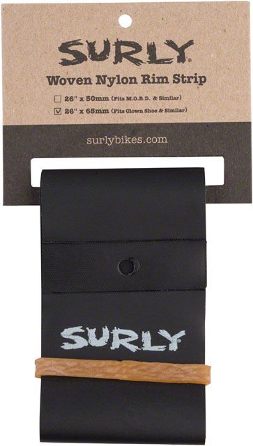 SURLY NYLON RIM TAPE 65MM, CLOWN SHOE, BLACK SURLY NYLON RIM TAPE 65MM, CLOWN SHOE, BLACK