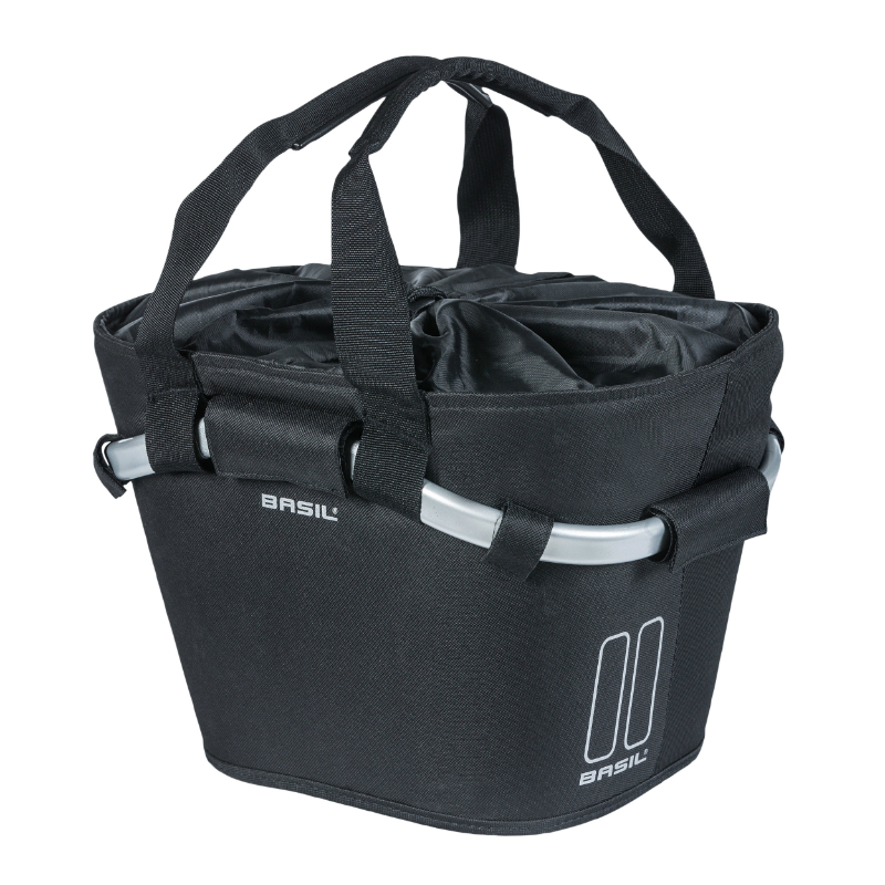 PANIER AVANT TOILE BASIL 2DAY 15L NOIR AVEC ANSE FIXATION CLIP AUTOMATIQUE SUR PORTE BAGAGE COMPATIBLE KLICKFIX NON INCLU PANIER AVANT TOILE BASIL 2DAY 15L NOIR AVEC ANSE FIXATION CLIP AUTOMATIQUE SUR PORTE BAGAGE COMPATIBLE KLICKFIX NON INCLU