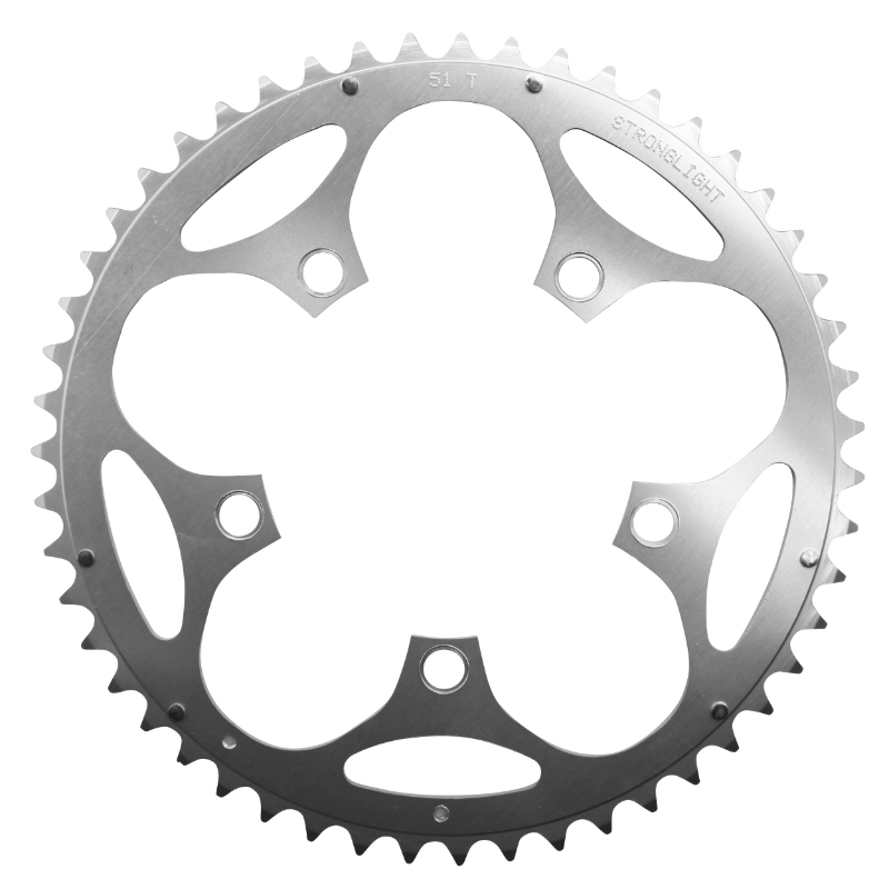 PLATEAU ROUTE 5BRA D.110 STRONGLIGHT DURAL 51DTS EXTERIEUR ARGENT TYPE SHIMANO 8-9V. PLATEAU ROUTE 5BRA D.110 STRONGLIGHT DURAL 51DTS EXTERIEUR ARGENT TYPE SHIMANO 8-9V.