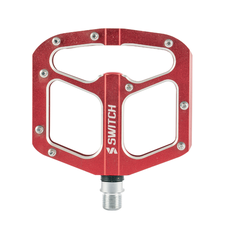PEDALE VTT PLATEFORME DESCENTE - BMX SWITCH GAP ALU ROUGE FILETAGE 9-16 AVEC PICOTS ARGENT (PAIRE) PEDALE VTT PLATEFORME DESCENTE - BMX SWITCH GAP ALU ROUGE FILETAGE 9-16 AVEC PICOTS ARGENT (PAIRE)