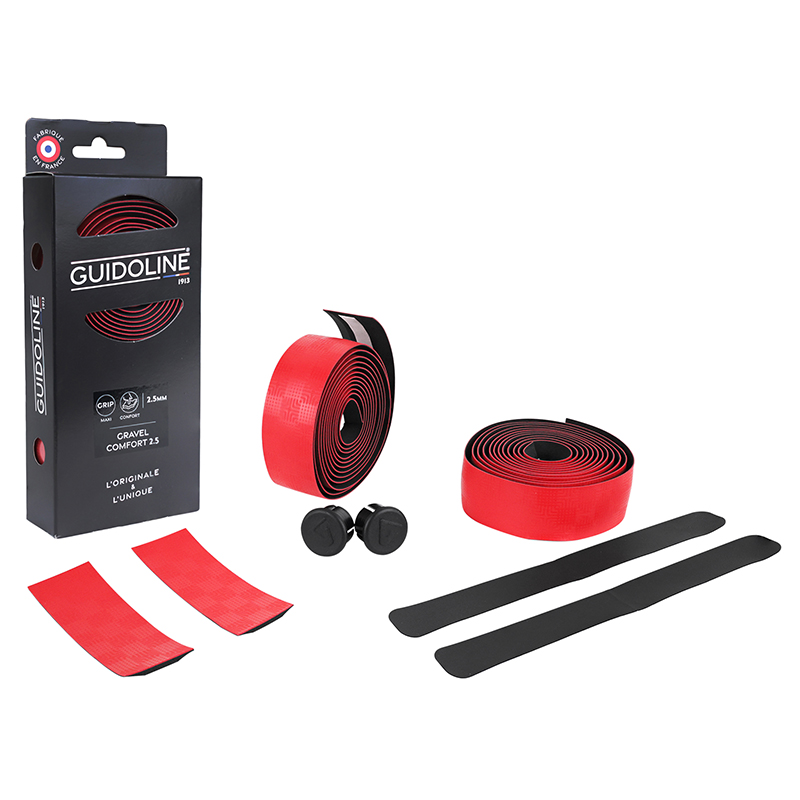 RUBAN DE GUIDON - CINTRE VELOX GRAVEL CONFORT 2,5MM ROUGE - GUIDOLINE RUBAN DE GUIDON - CINTRE VELOX GRAVEL CONFORT 2,5MM ROUGE - GUIDOLINE