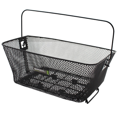 PANIER ARRIERE ACIER NID ABEILLE BASIL COMO NOIR AVEC ANSE FIXATION ETAU SUR PORTE-BAGAGE (41X31X18CM) PANIER ARRIERE ACIER NID ABEILLE BASIL COMO NOIR AVEC ANSE FIXATION ETAU SUR PORTE-BAGAGE (41X31X18CM)